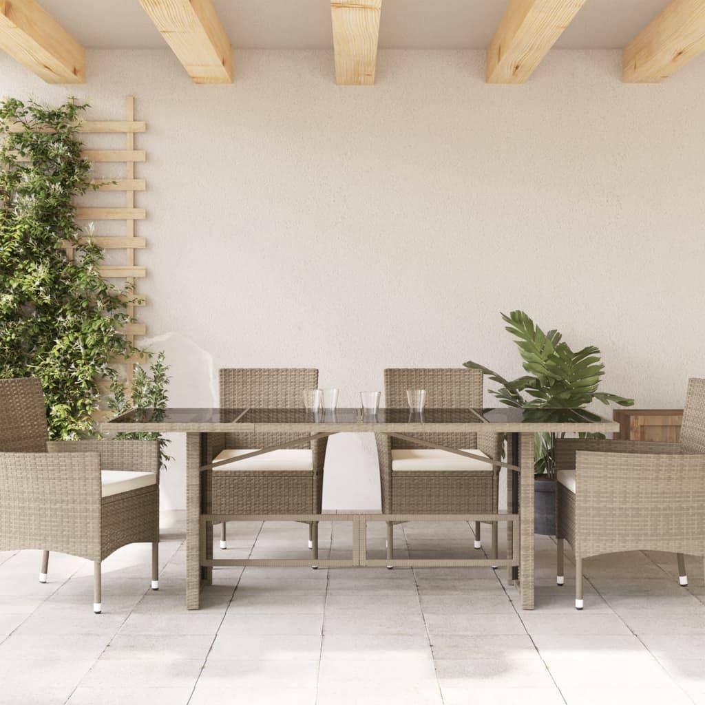 Table de jardin résine tressée gris clair avec dessus en verre 190 x 80 x 74 cm - PANGIVO - Image 3