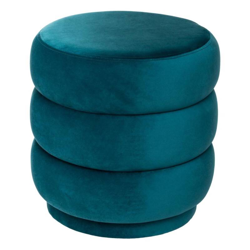 Atmosphera - Pouf en velours bleu canard Sinan Atmosphera - Imagen 1