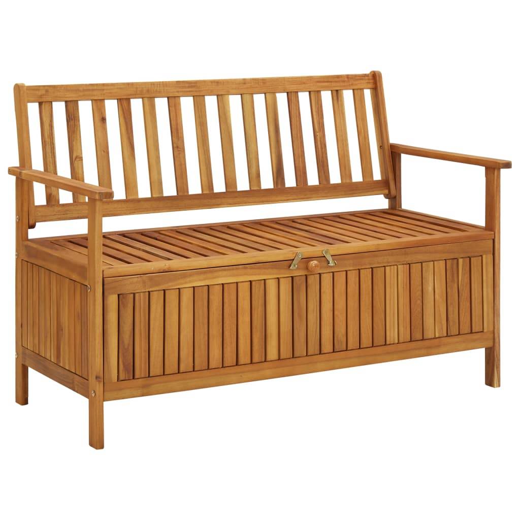 Helloshop26 - Banc de jardin meuble de patio d'extérieur terrasse de rangement de jardin 120 x 63 x 84 cm bois d'acacia solide - Imagen 1