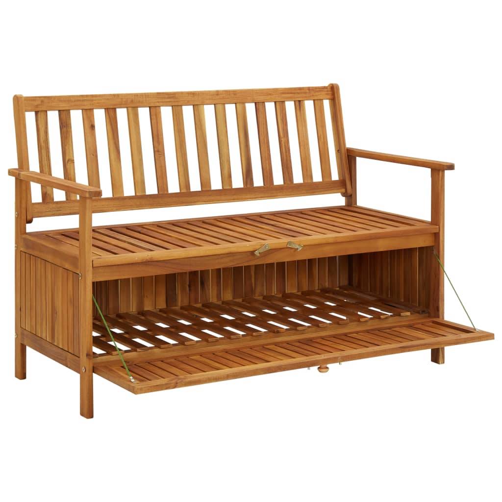 Helloshop26 - Banc de jardin meuble de patio d'extérieur terrasse de rangement de jardin 120 x 63 x 84 cm bois d'acacia solide - Imagen 5
