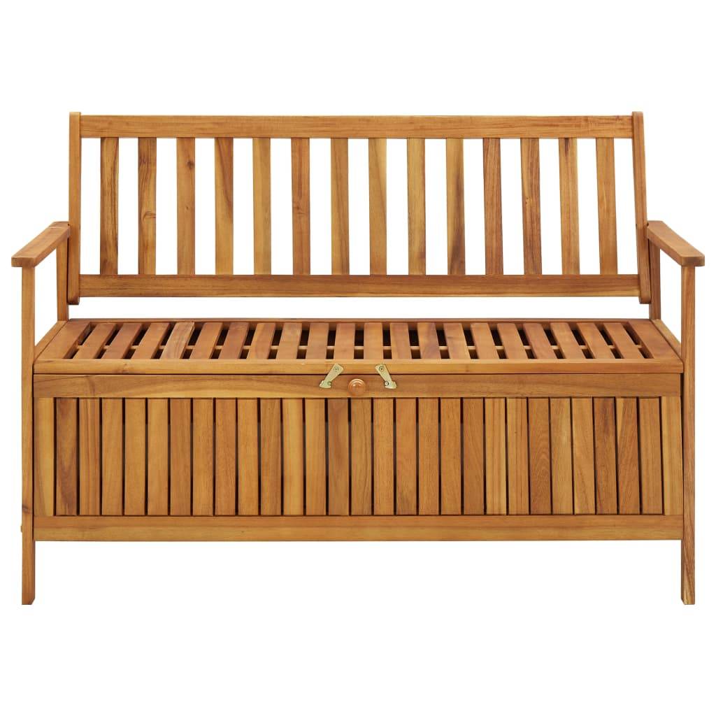 Helloshop26 - Banc de jardin meuble de patio d'extérieur terrasse de rangement de jardin 120 x 63 x 84 cm bois d'acacia solide - Imagen 2
