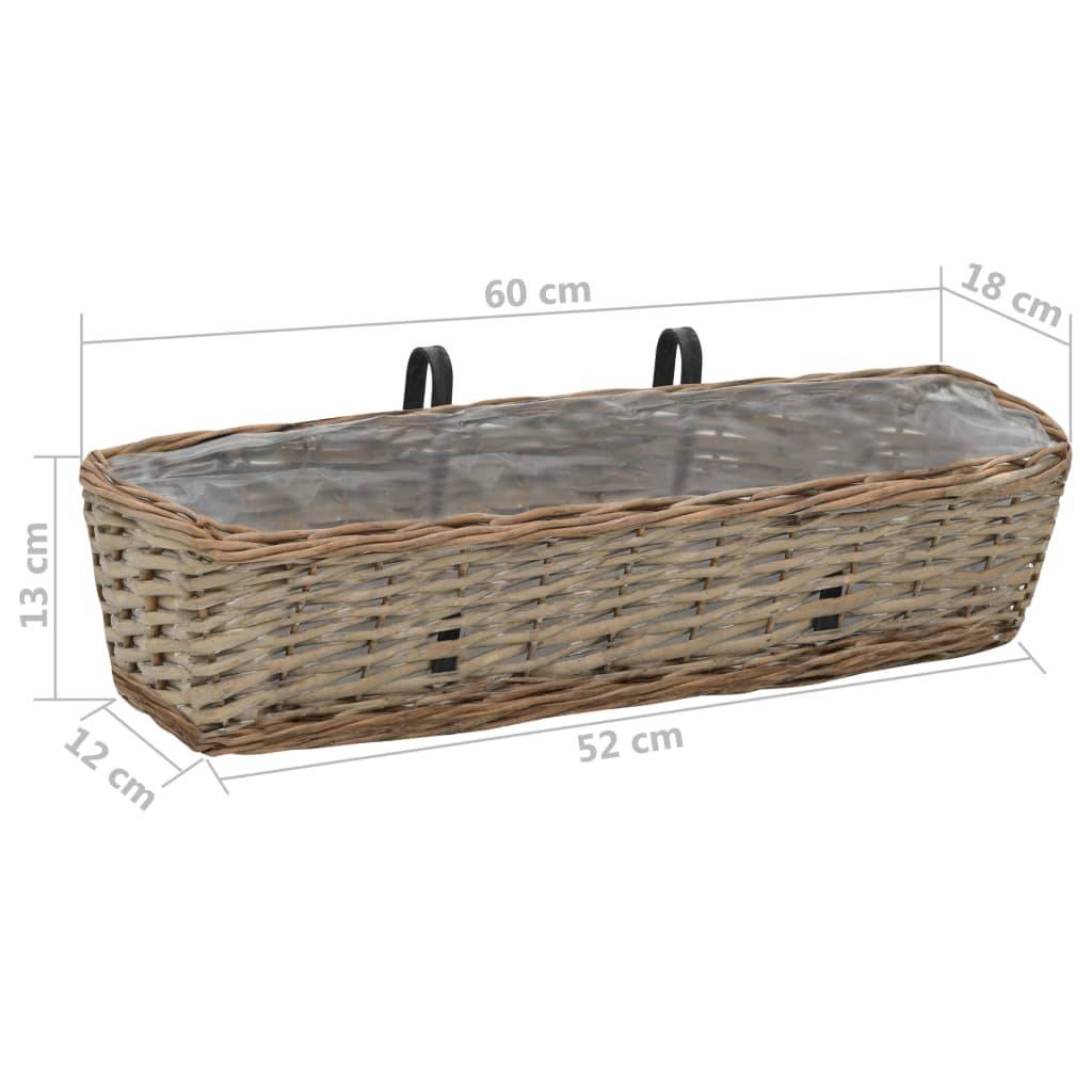 Helloshop26 - Lot de 2 jardinière de balcon osier avec doublure en PE jardin plantes fleurs 60 cm - Imagen 6