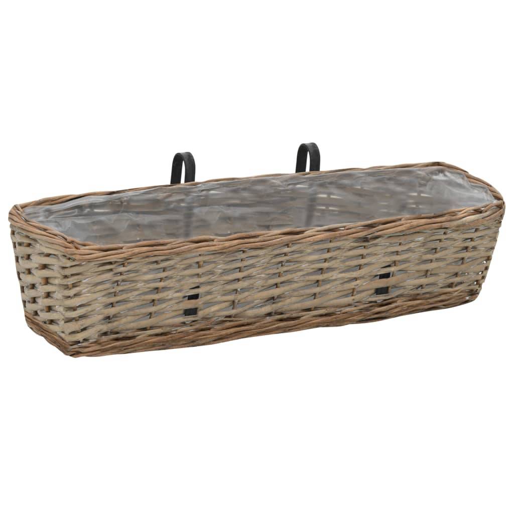 Helloshop26 - Lot de 2 jardinière de balcon osier avec doublure en PE jardin plantes fleurs 60 cm - Imagen 2
