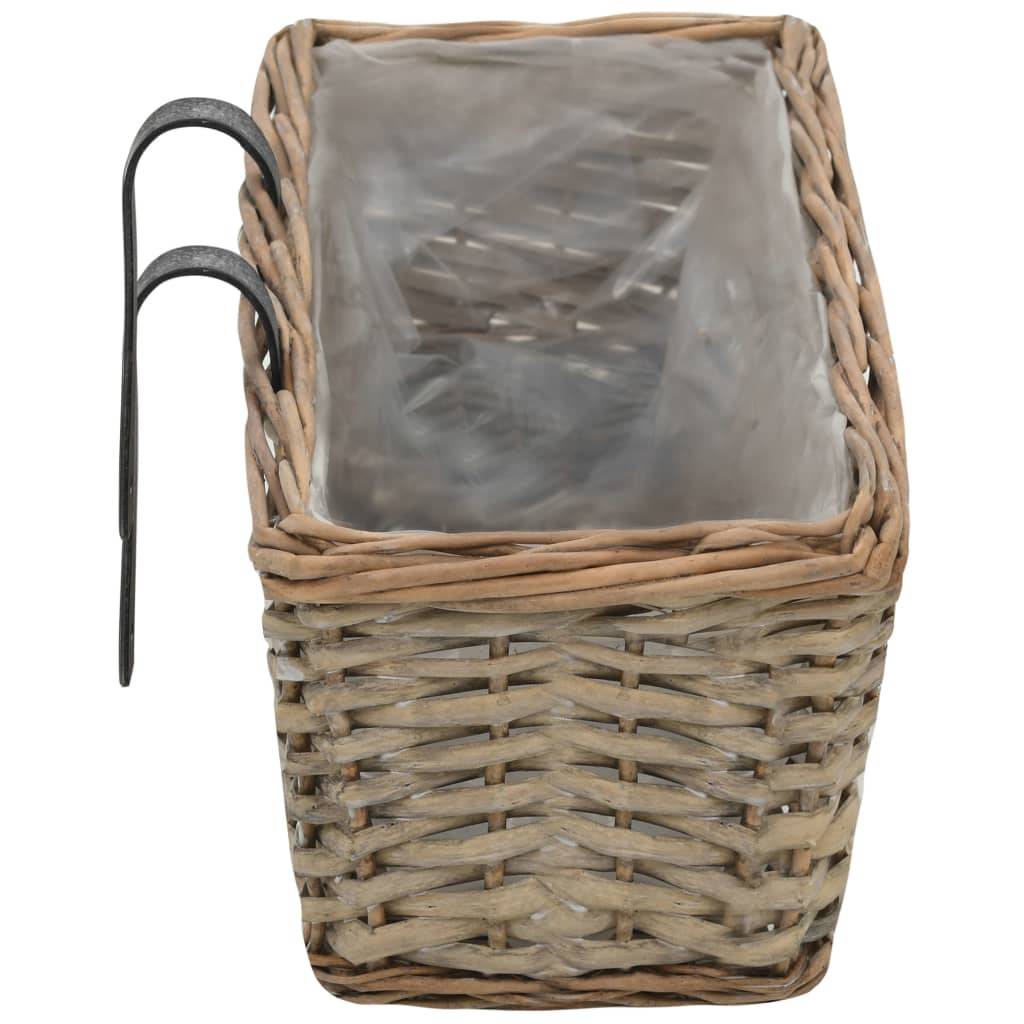 Helloshop26 - Lot de 2 jardinière de balcon osier avec doublure en PE jardin plantes fleurs 60 cm - Imagen 5