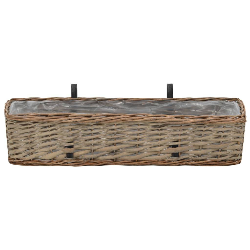 Helloshop26 - Lot de 2 jardinière de balcon osier avec doublure en PE jardin plantes fleurs 60 cm - Imagen 3