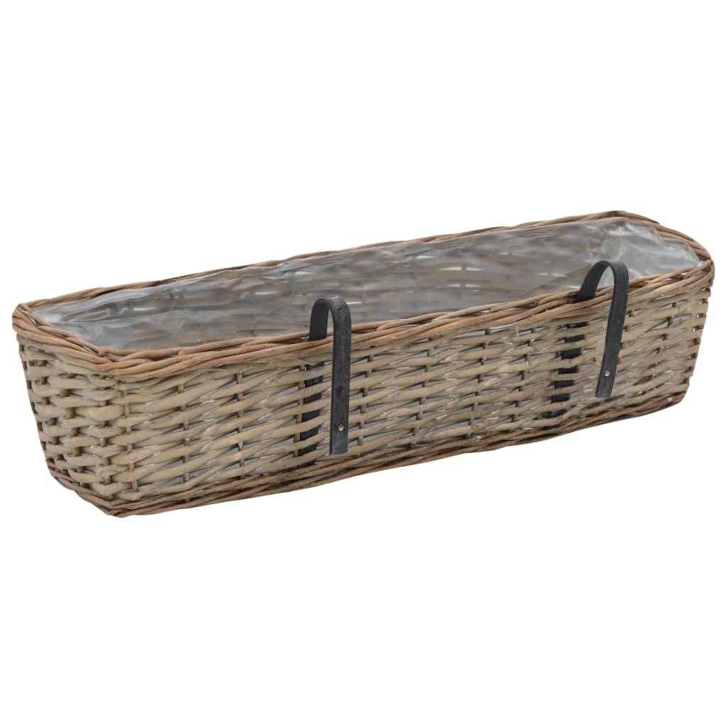 Helloshop26 - Lot de 2 jardinière de balcon osier avec doublure en PE jardin plantes fleurs 60 cm - Imagen 4
