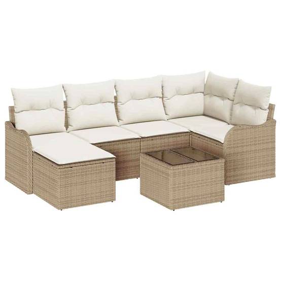 ComfortXL - Salon de jardin 6 places 7 pcs Poly rotin modulable pour Terrasse Beige et Blanc – ComfortXL Outdoor Living - Image 2