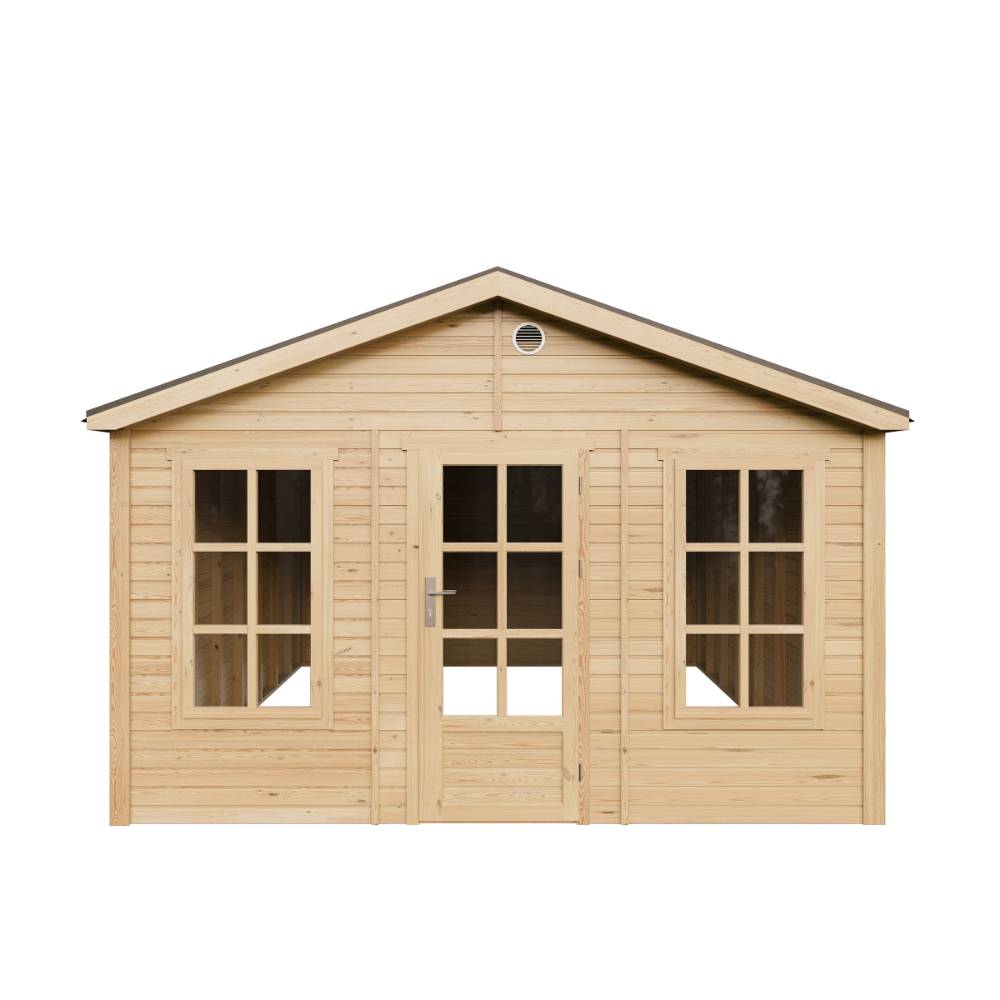 Timbela - Abri de jardin en bois - 17,61 m² - 512x382xH267 cm - sans plancher avec bardeaux bitumineux couleur gris - 17 mm d’épaisseur - Timbela M736 - Image 2