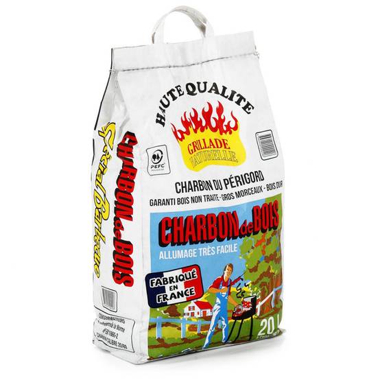 Charbon de bois Premium Haute qualité du Périgord Grillade / Barbecue - Sac de 20L - 2,8 kg - Image 1