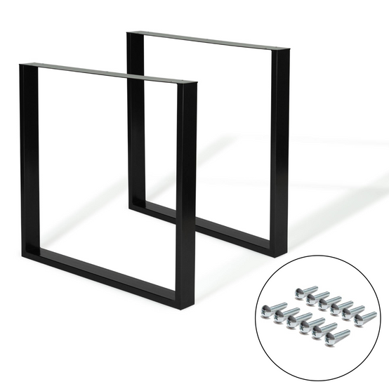 Lot de 2 pieds de table carrés 78x71 cm noir design industriel - Image 3