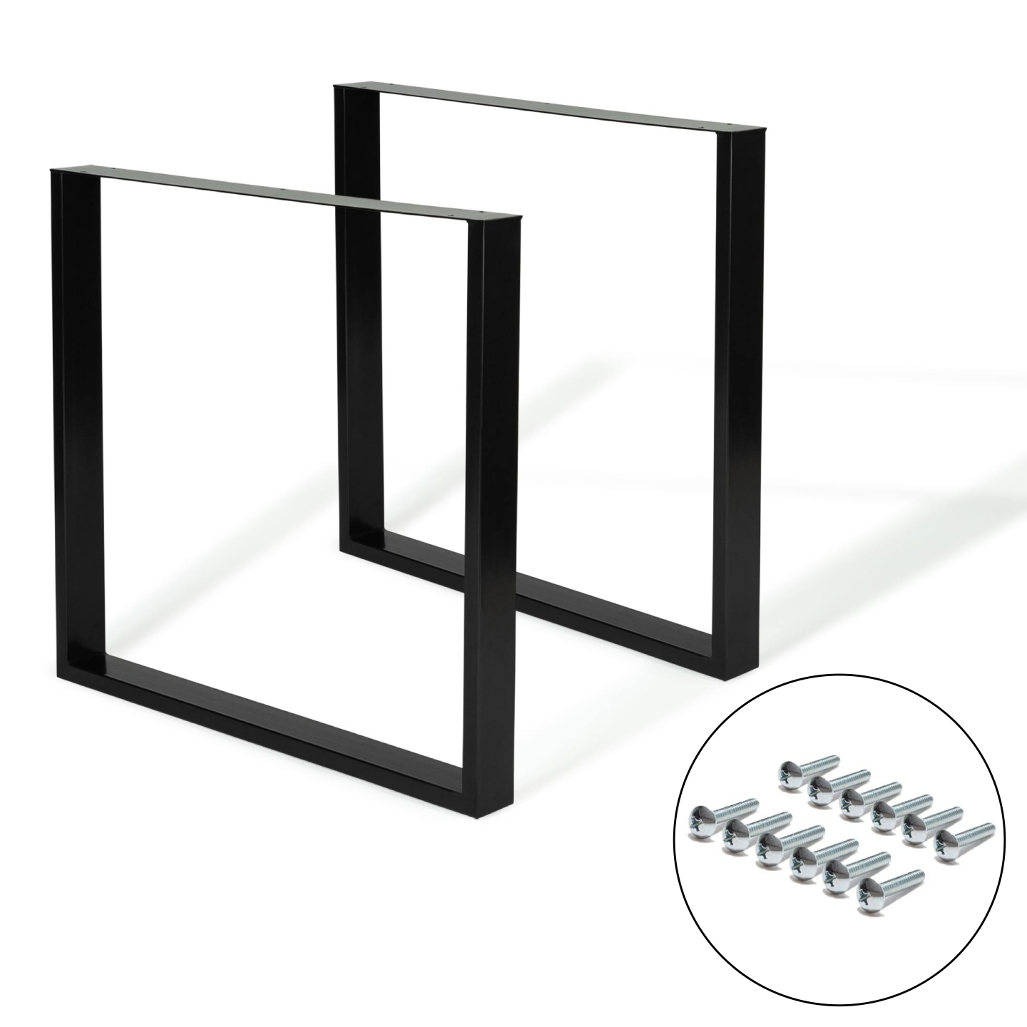 Lot de 2 pieds de table carrés 78x71 cm noir design industriel - Image 3