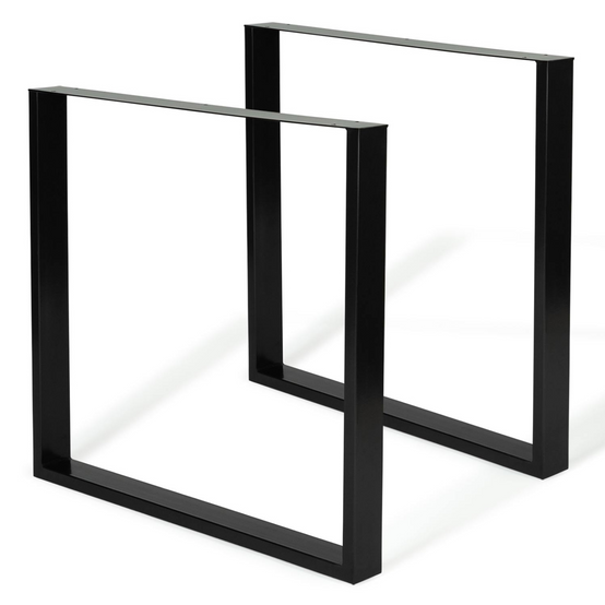 Lot de 2 pieds de table carrés 78x71 cm noir design industriel - Image 2
