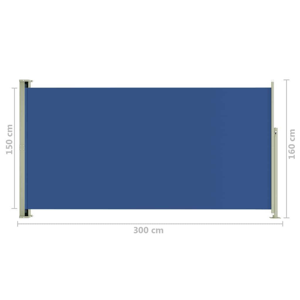 Helloshop26 - Auvent paravent store brise-vue latéral rétractable de patio jardin terrasse balcon protection visuelle écran 160 x 300 cm bleu - Imagen 6