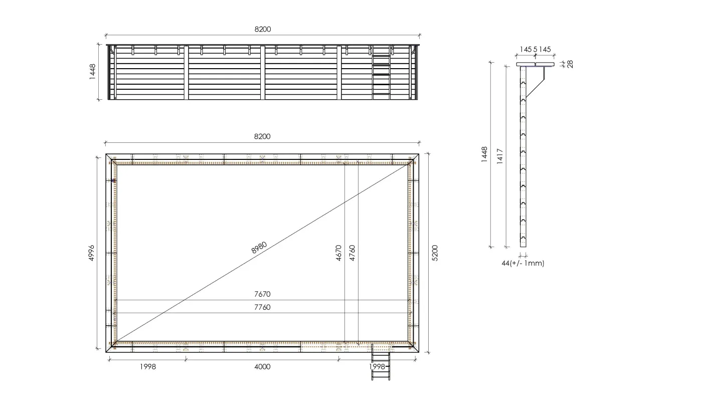 Altanka - Piscine en bois 8,20x5,20 - H.1,45 m - avec filtration - BAS759OSPI - Imagen 6