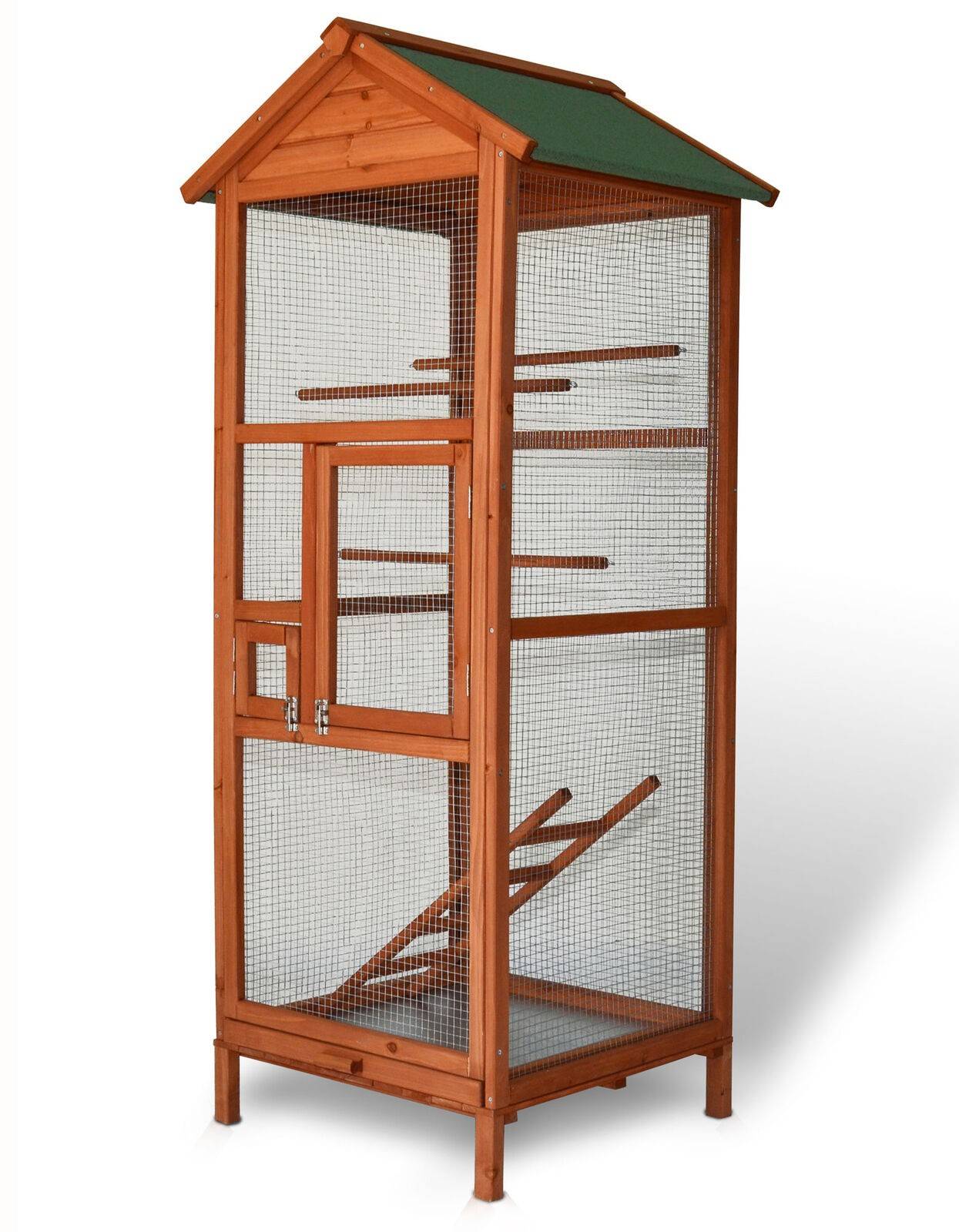 BB Loisir - Volière Cage a oiseaux en bois de haute qualite 72 x 63 x 168 cm exterieur et interieur - Image 2