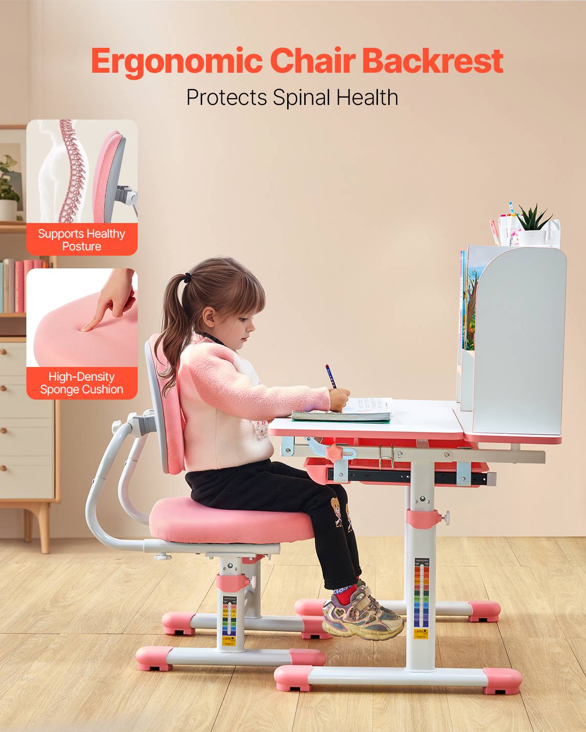 Bureau Et Chaise Enfants Réglables En Hauteur - Set Ergonomique Avec Tiroir Et Pédale