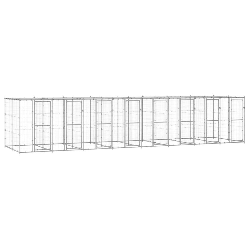 Helloshop26 - Chenil extérieur cage enclos parc animaux chien extérieur acier galvanisé avec toit 19,36 m² - Imagen 1