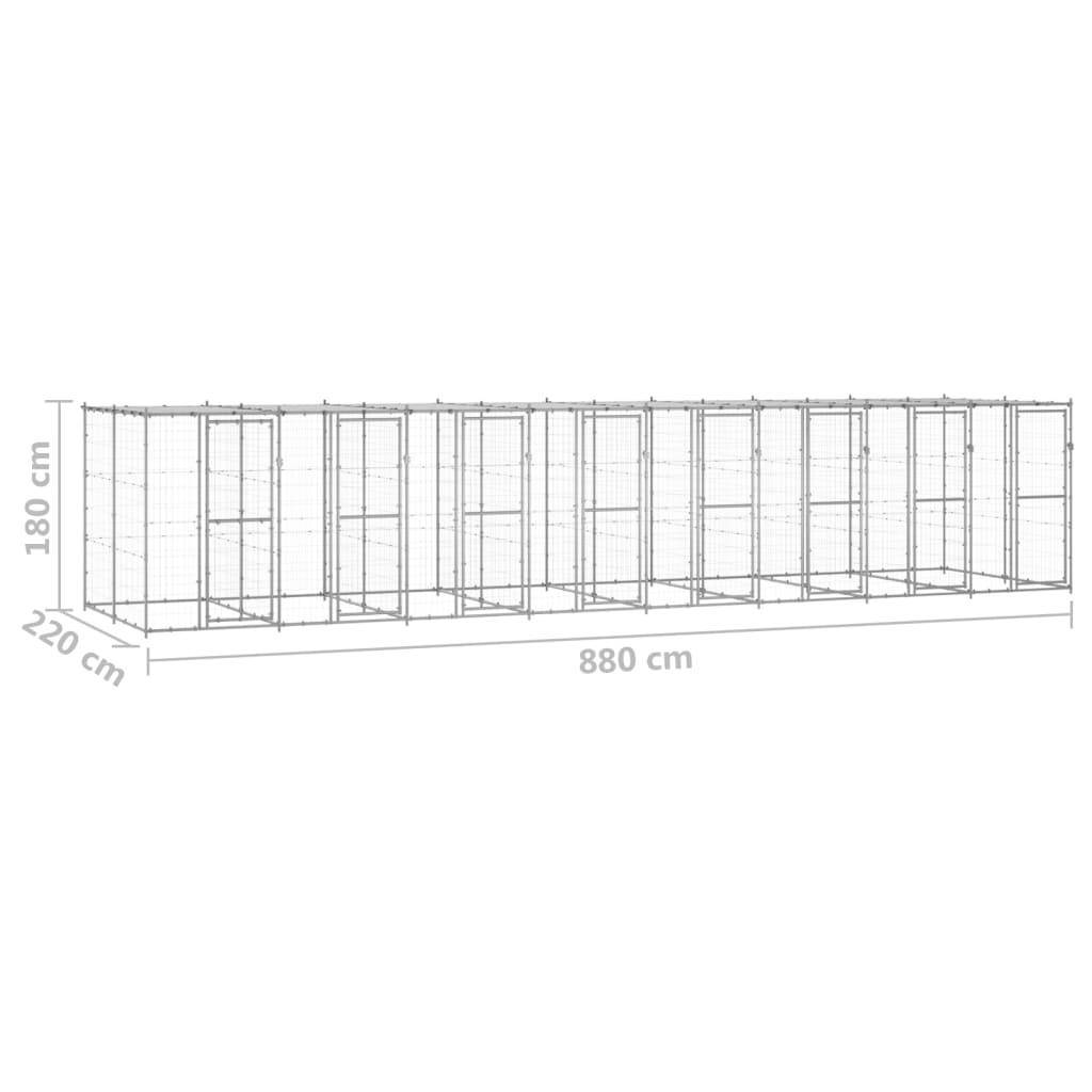 Helloshop26 - Chenil extérieur cage enclos parc animaux chien extérieur acier galvanisé avec toit 19,36 m² - Imagen 2