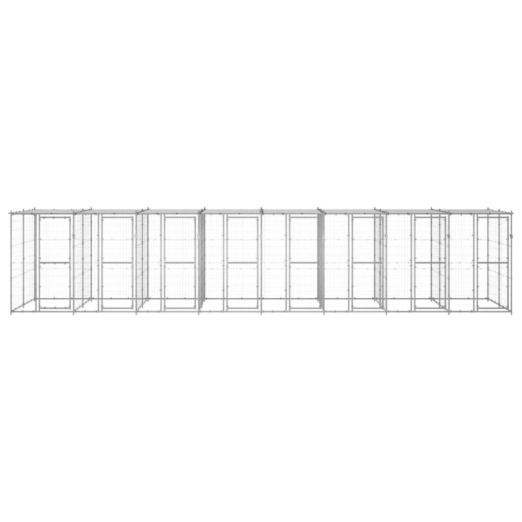 Helloshop26 - Chenil extérieur cage enclos parc animaux chien extérieur acier galvanisé avec toit 19,36 m² - Imagen 3