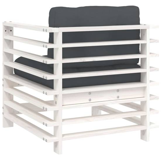 Lot de 2 Chaises de jardin avec coussins - Chaises d'extérieur - Fauteuils de jardin blanc bois de pin massif-JU12844 - Image 6