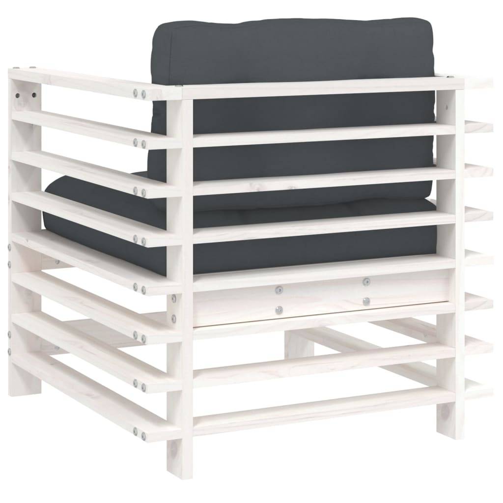 Lot de 2 Chaises de jardin avec coussins - Chaises d'extérieur - Fauteuils de jardin blanc bois de pin massif-JU12844 - Image 6