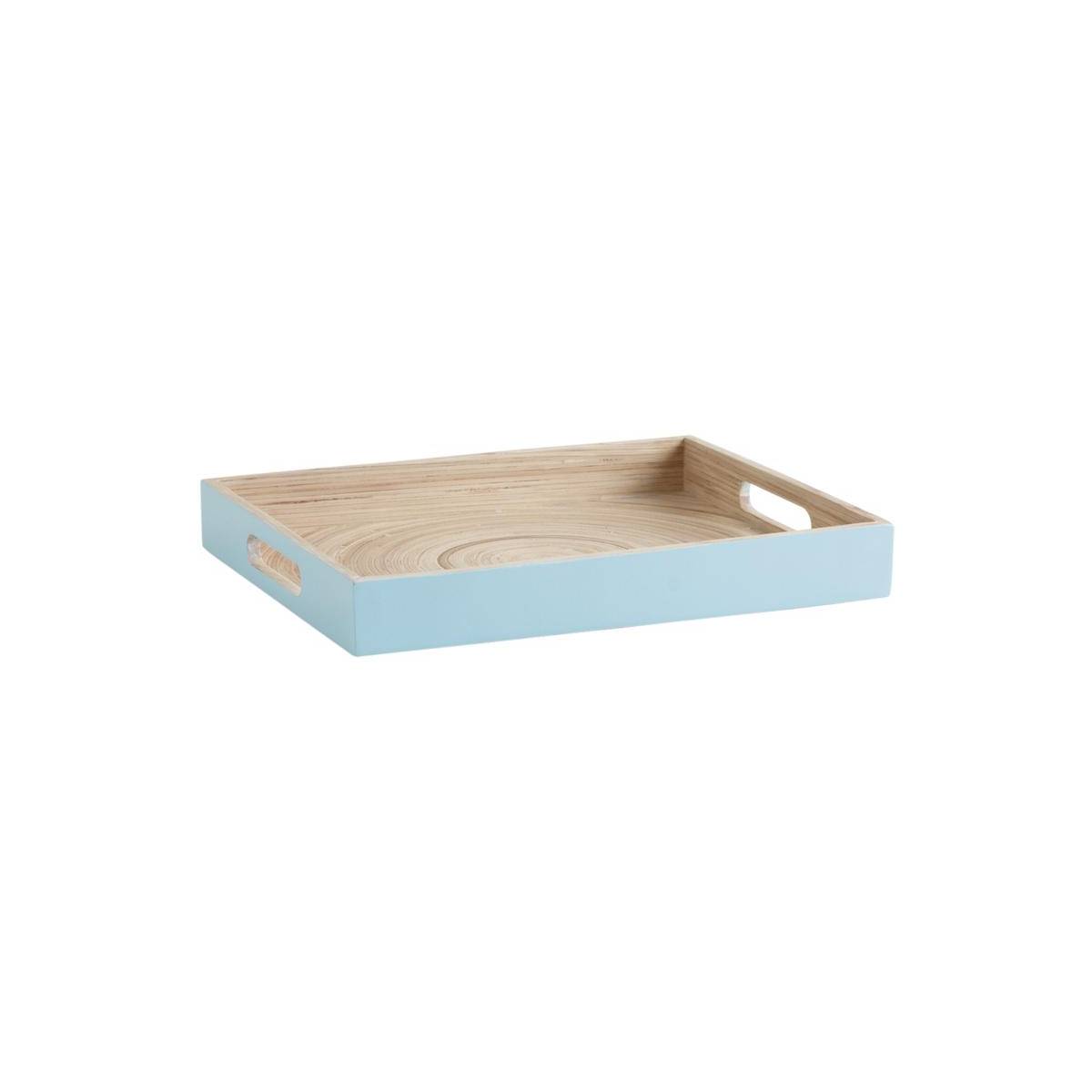 Aubry Gaspard - Plateau rectangulaire en bambou laqué bleu Rectangulaire - Imagen 1