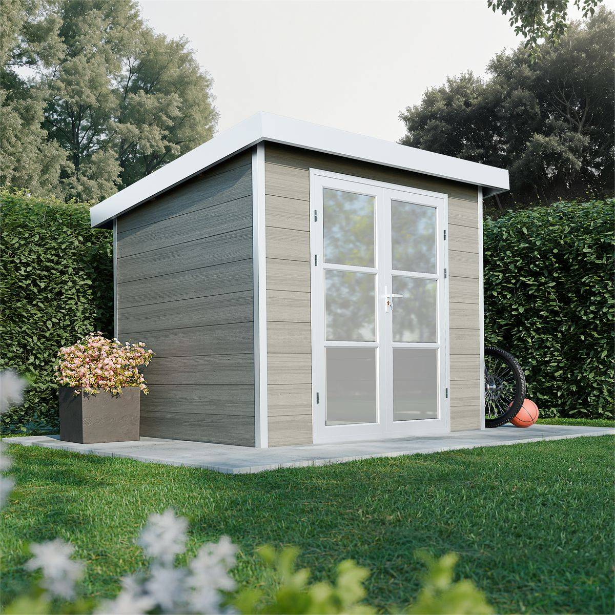 Direct Abris - Abri de Jardin Composite ALMA - 5m2 - Gris clair - Cabane de jardin