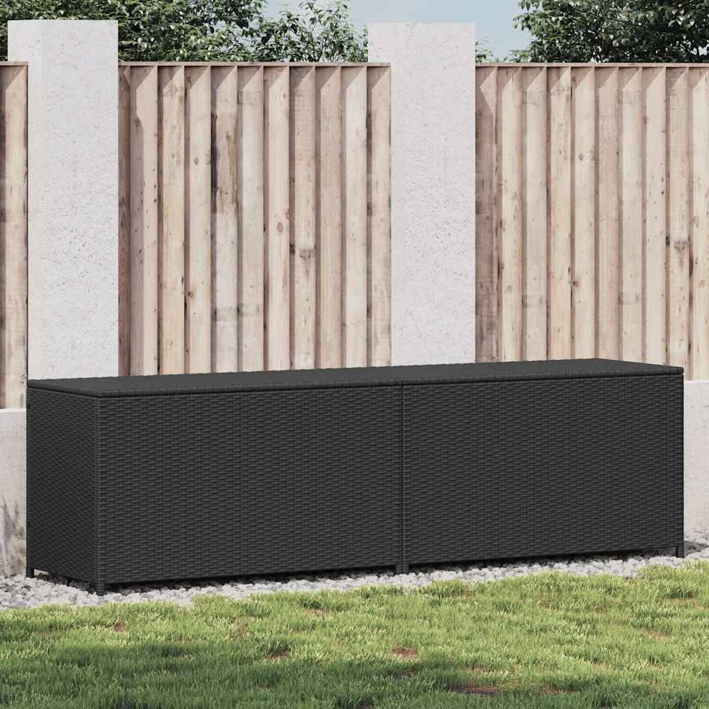 PANGIVO - Coffre de jardin résine tressée noir 200 x 50 x 60 cm - PANGIVO