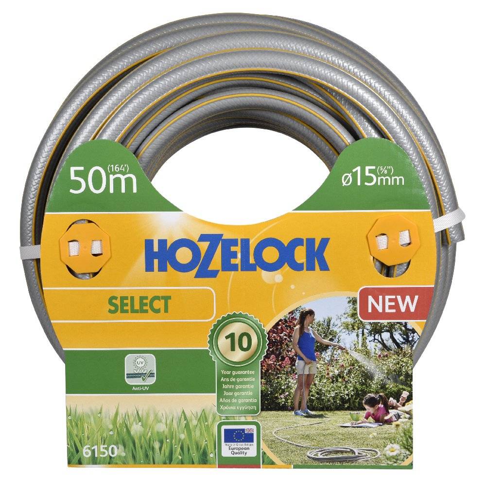 Hozelock - Tuyau d’arrosage Hozelock Select anti UV gris bandes 3D jaunes 19mm 25m HOZELOCK - Imagen 1