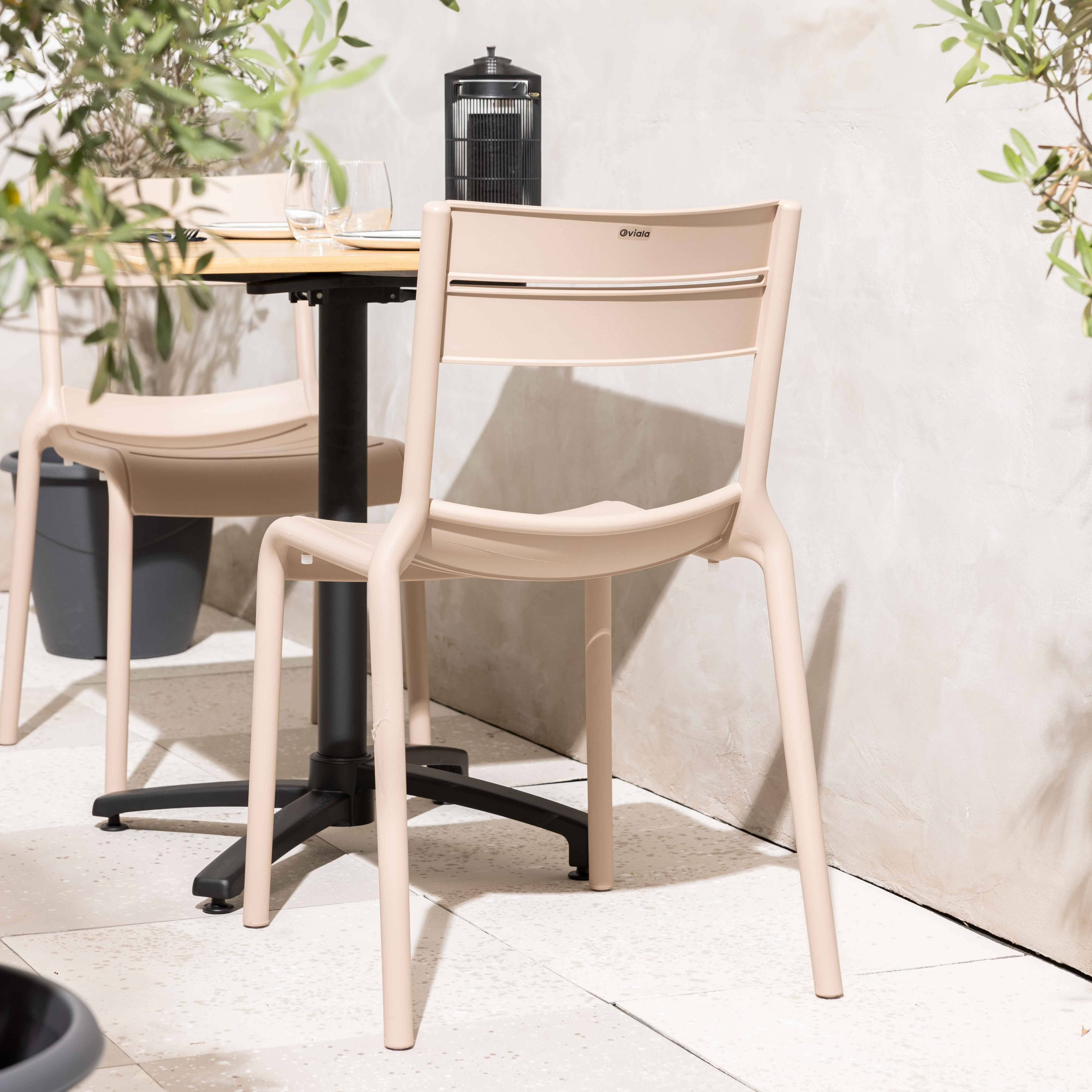 Oviala - Lot de 4 chaises de terrasse en plastique beige Paname - Oviala - Imagen 4
