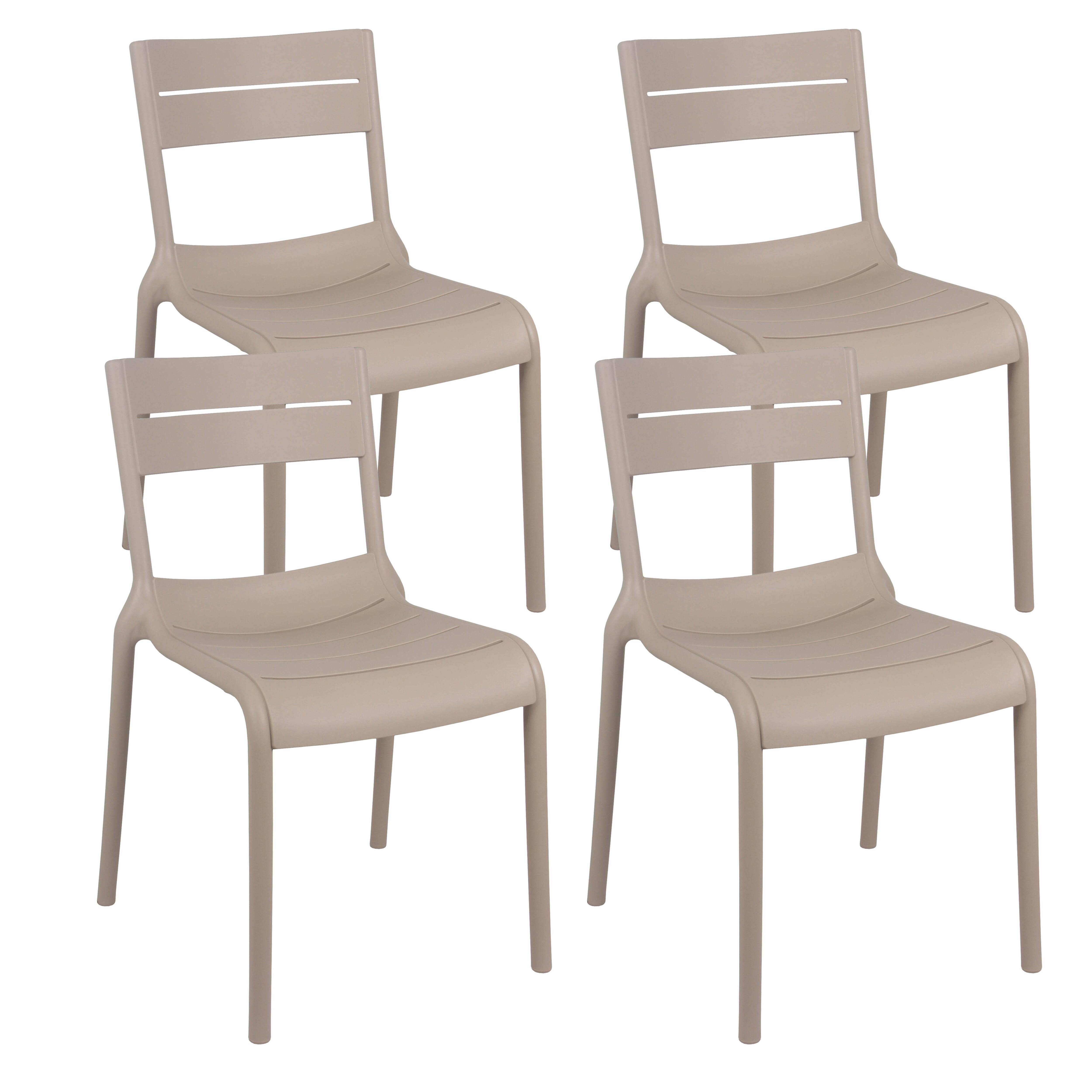 Oviala - Lot de 4 chaises de terrasse en plastique beige Paname - Oviala - Imagen 1