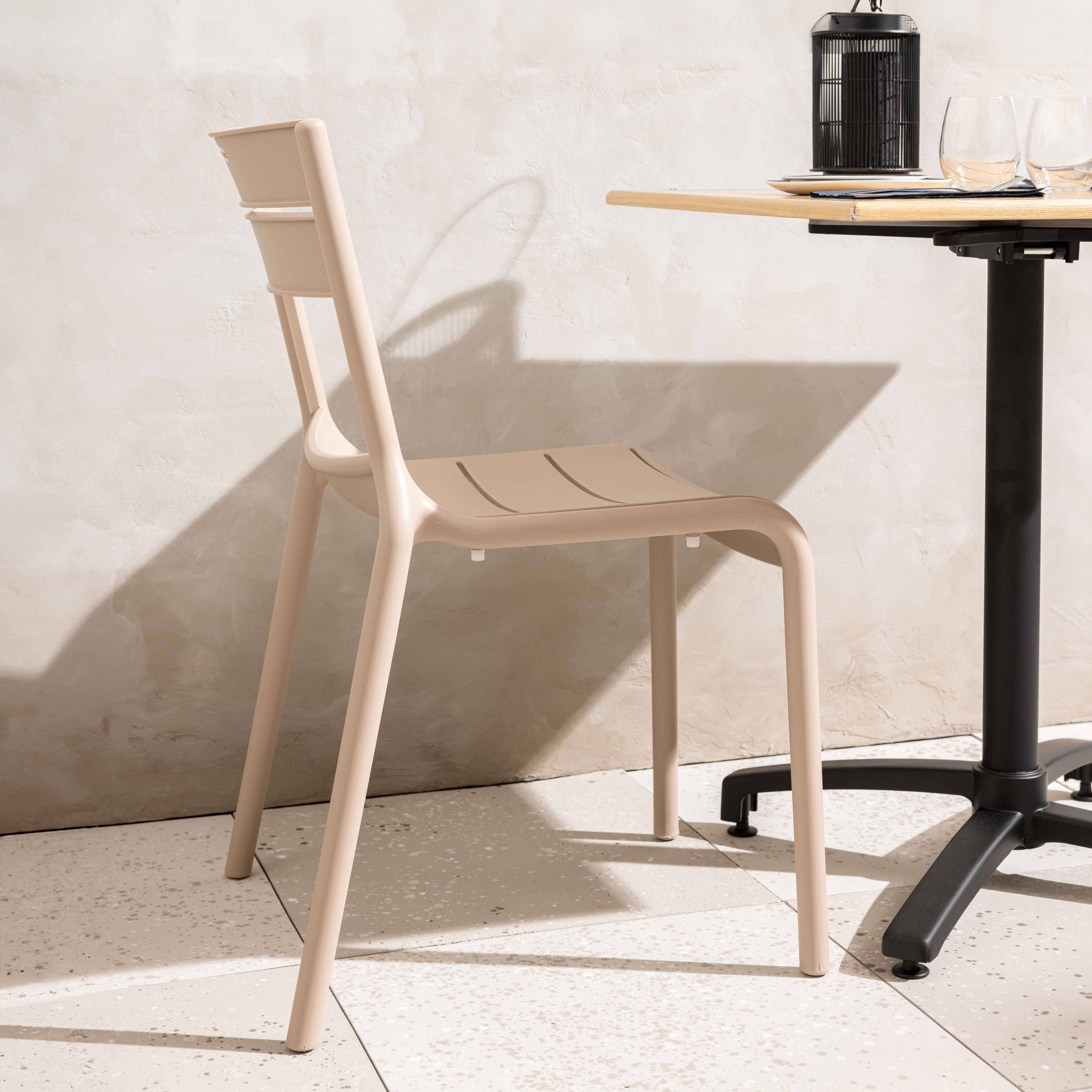 Oviala - Lot de 4 chaises de terrasse en plastique beige Paname - Oviala - Imagen 3