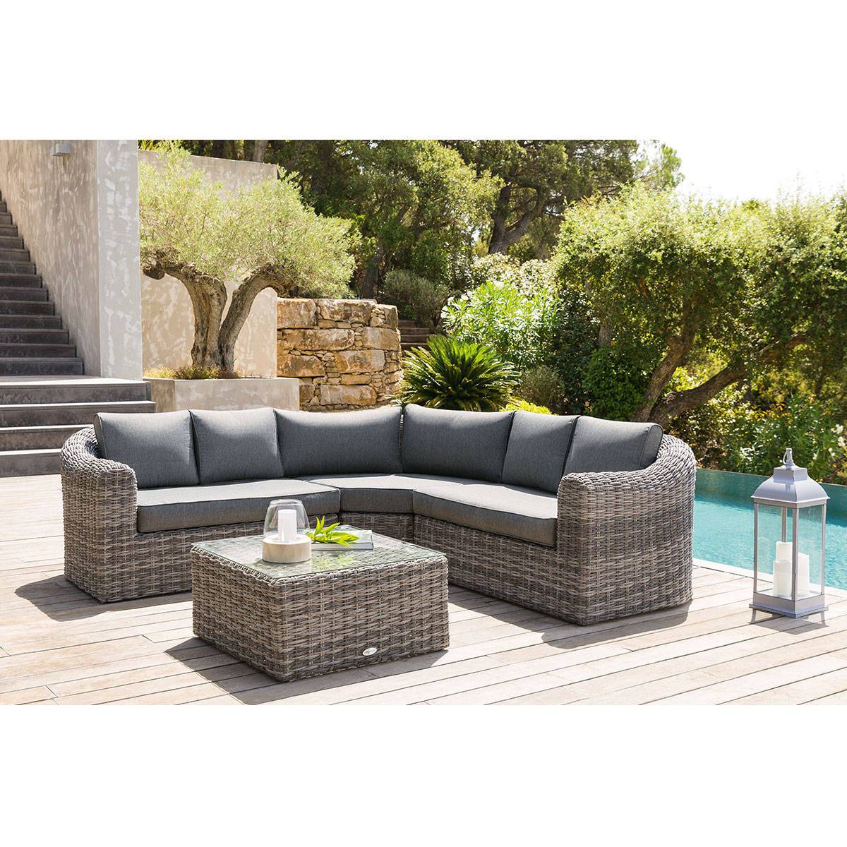 Hesperide - Coussins de remplacement pour salon d angle "Mooréa" terre d ombre 5 places en polyester Hespéride - Imagen 2