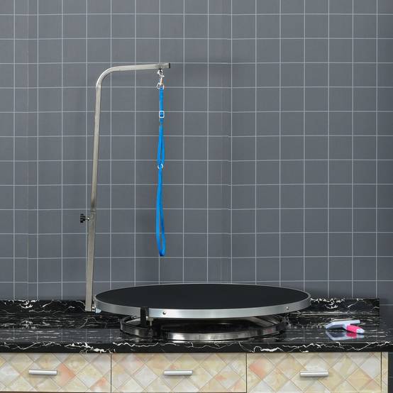 Table de toilettage pivotante, acier inox, noir, 65 x 65 x 72 cm - PANGIVO - Image 7