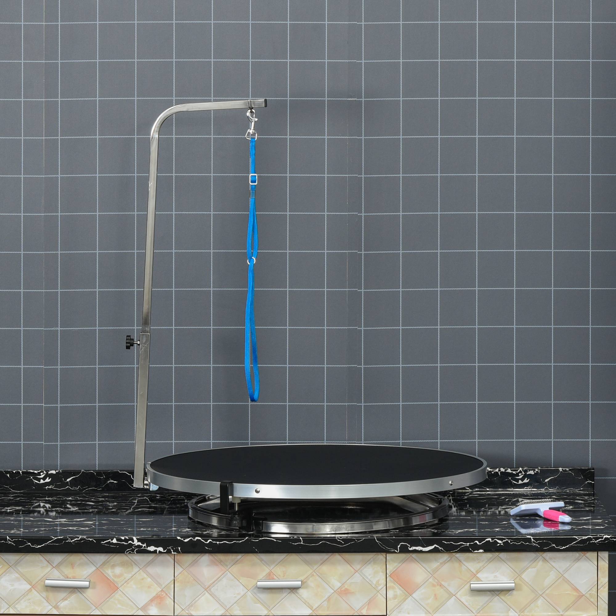 Table de toilettage pivotante, acier inox, noir, 65 x 65 x 72 cm - PANGIVO - Image 7