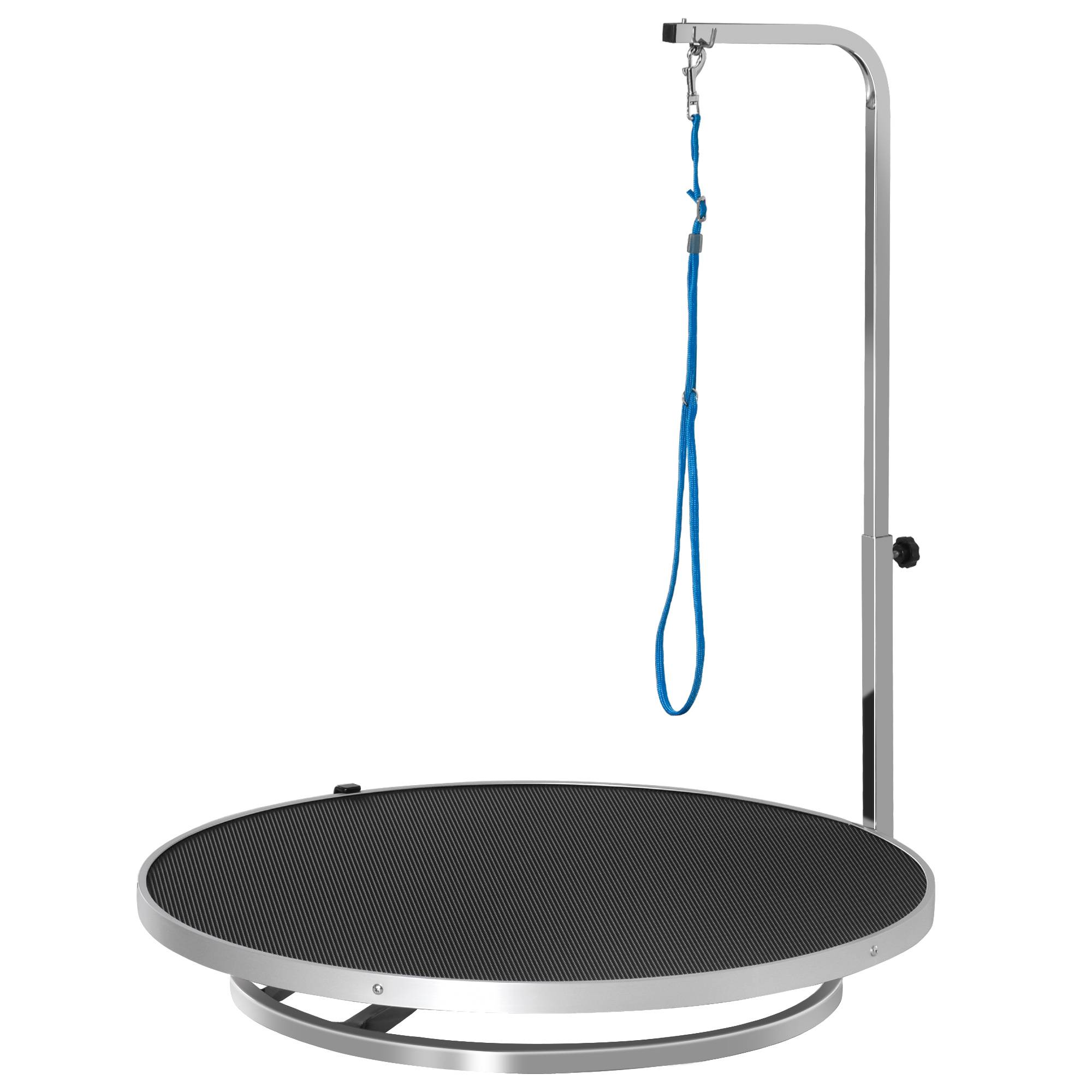 Table de toilettage pivotante, acier inox, noir, 65 x 65 x 72 cm - PANGIVO - Image 1