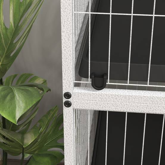 Grande cage acier rongeurs furets chinchillas 4 étages sur roulettes 80x52x128cm blanc - ComfortXL Outdoor Living - Image 10