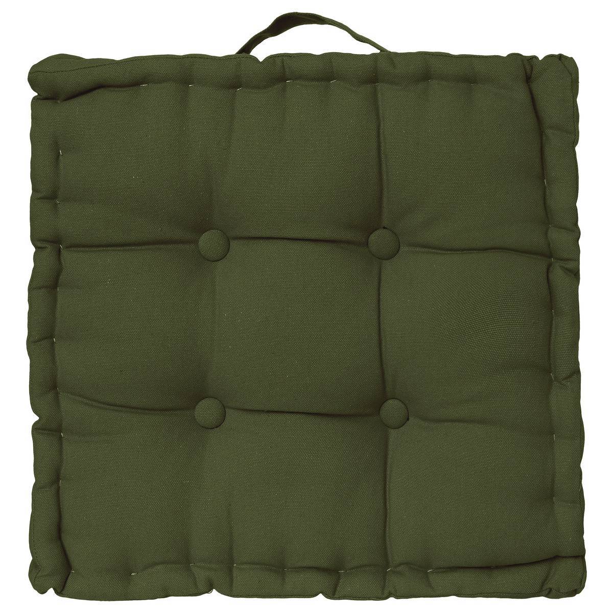 Atmosphera - Coussin de sol vert kaki 40x40cm - Atmosphera Créateur d'intérieur - Image 1