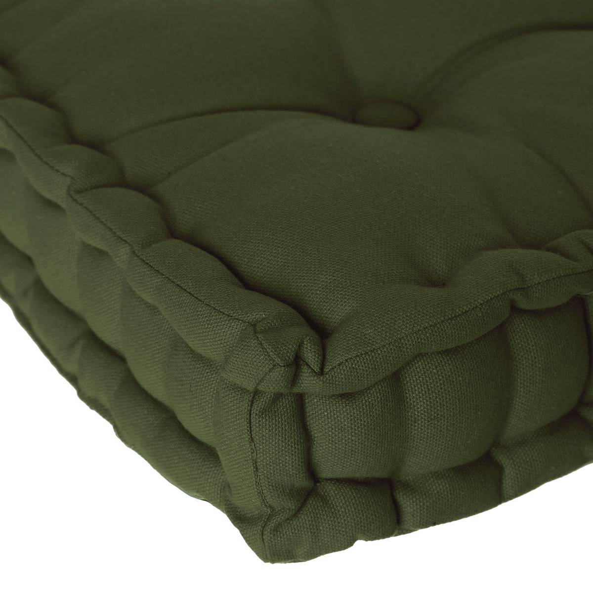 Atmosphera - Coussin de sol vert kaki 40x40cm - Atmosphera Créateur d'intérieur - Image 2