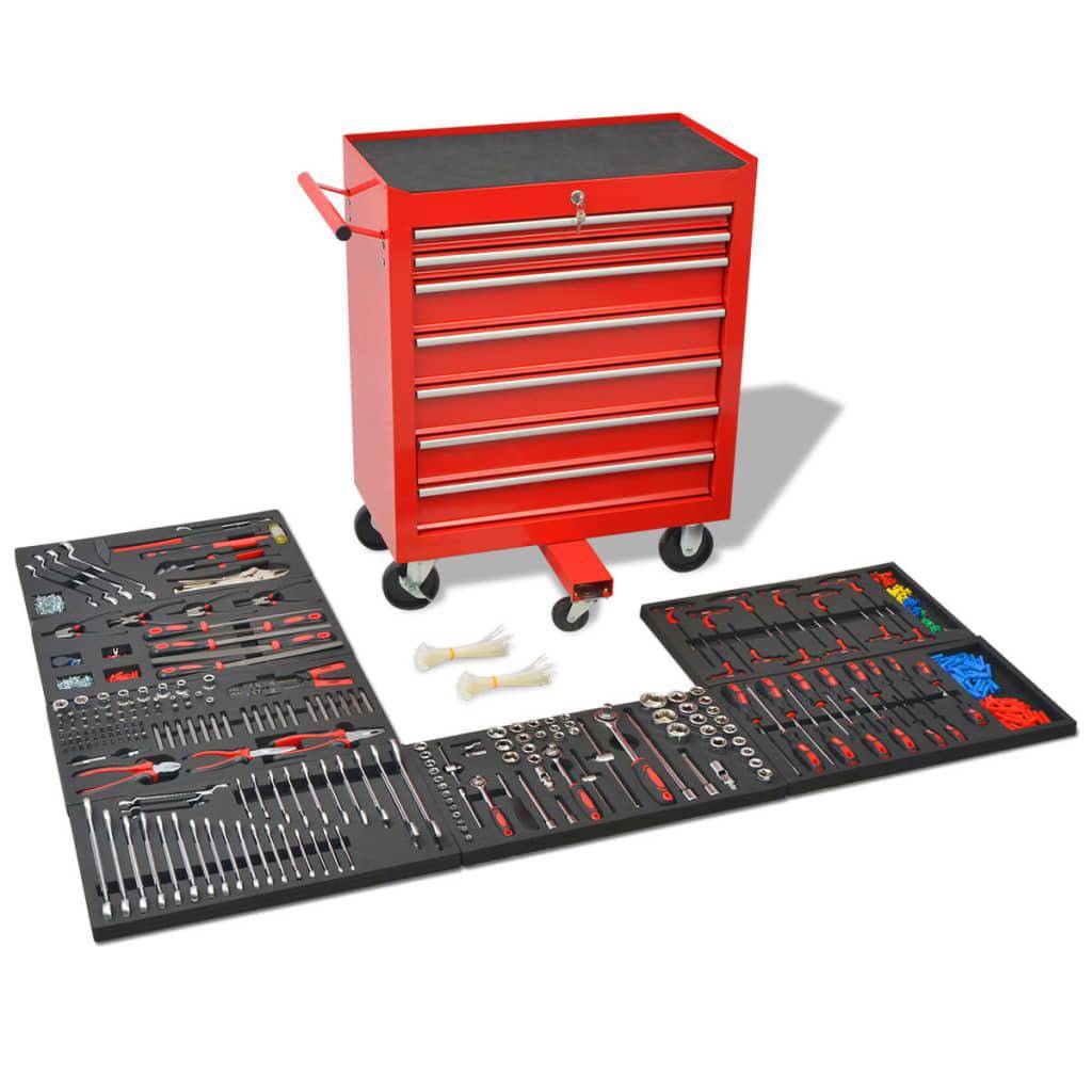Helloshop26 - Chariot à outils pour atelier avec 1 125 outils acier Rouge - Imagen 1