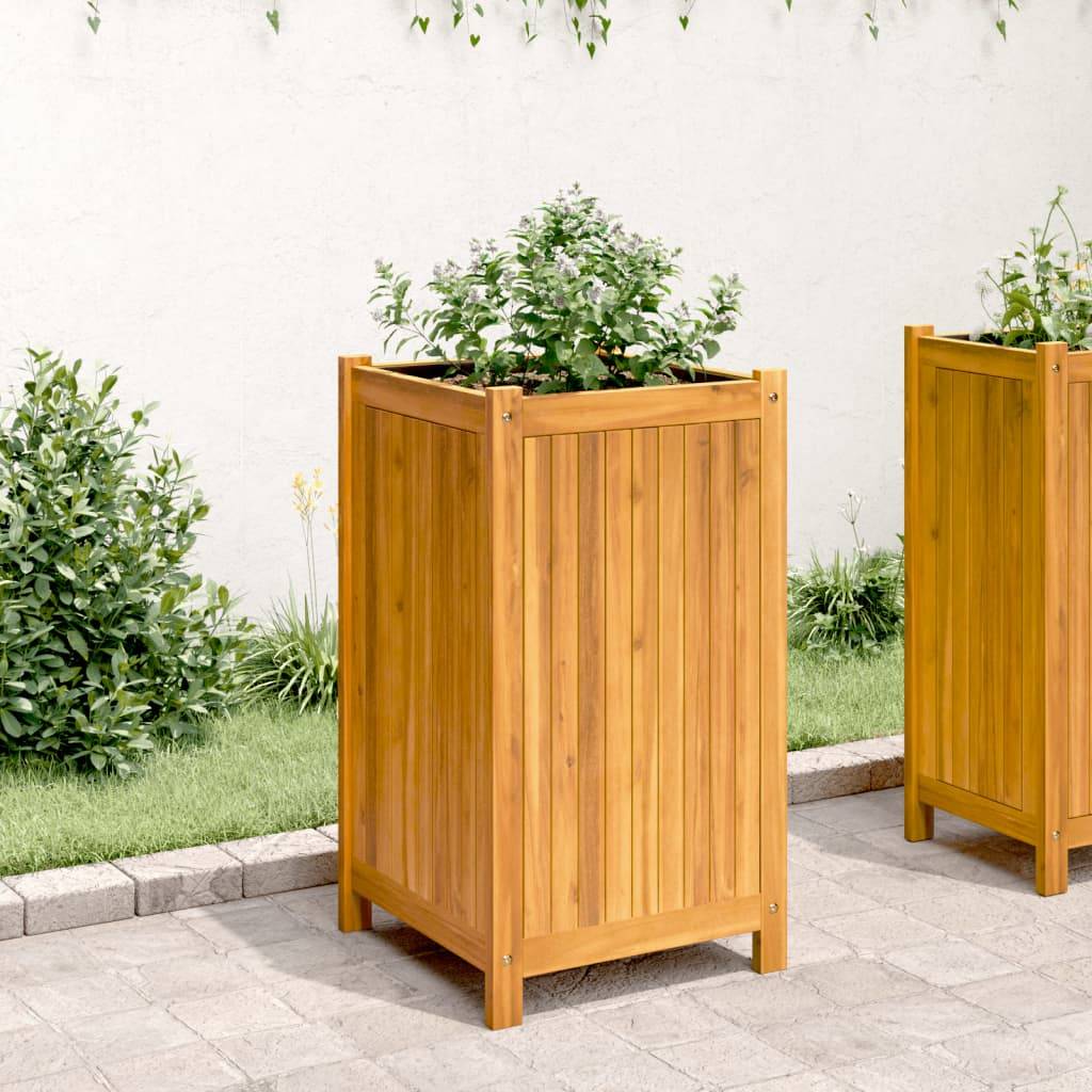 Maison Chic - Jardinière, Bac à fleurs, Pot de fleurs avec doublure 42x42x75 cm bois massif d'acacia - Imagen 3
