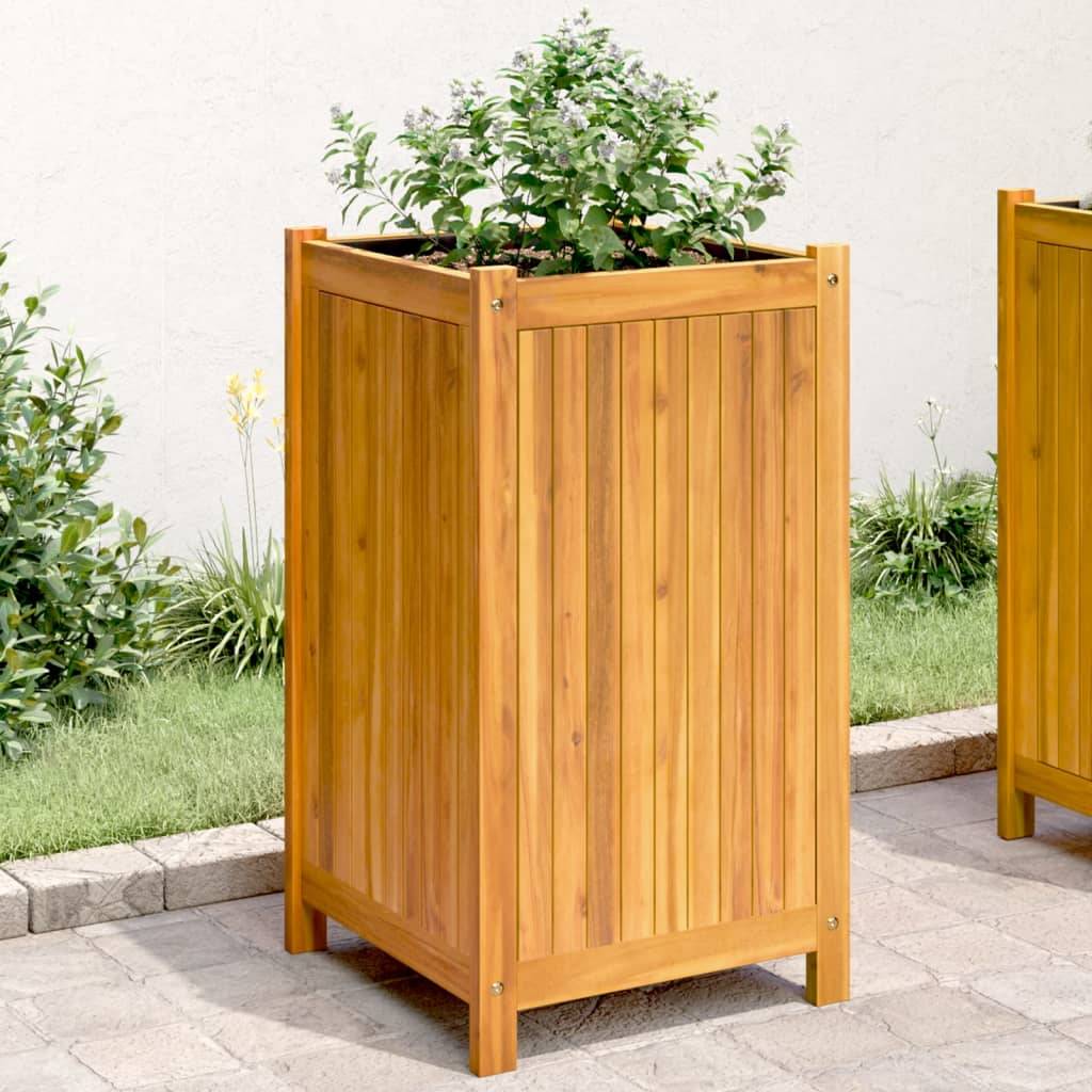 Maison Chic - Jardinière, Bac à fleurs, Pot de fleurs avec doublure 42x42x75 cm bois massif d'acacia - Imagen 2