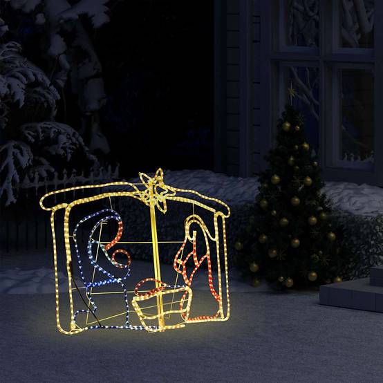 ComfortXL - Crèche de Noël Lumineuse 240 LED Multicolore Décoration Jardin Intérieur 116cm – ComfortXL Outdoor Living - Image 1