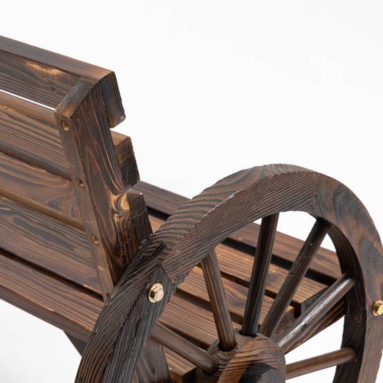 ComfortXL - Banc de jardin bois de sapin brun 105,5 x 56 x 79 cm 2 places extérieur style rustique avec accoudoirs roues - Image 9