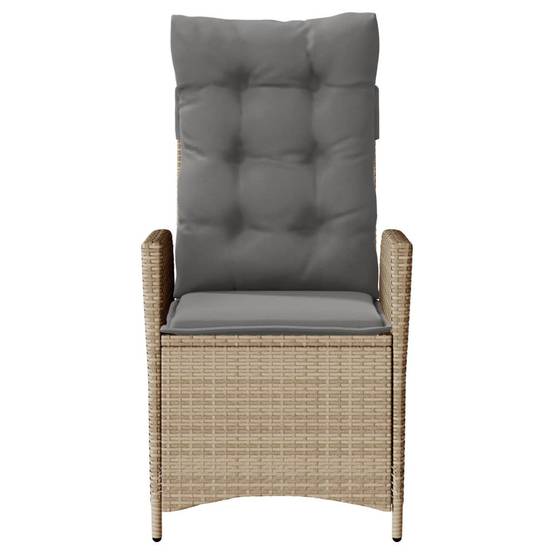 Chaise de jardin inclinable - Chaise d'extérieur - Fauteuil d'extérieur coussins mélange beige poly rotin - MEUBLE PRO - Image 4
