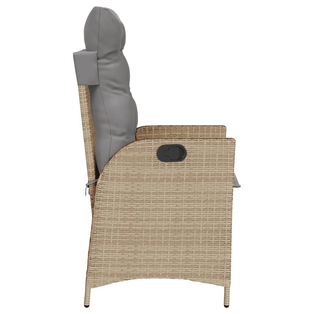 Chaise de jardin inclinable - Chaise d'extérieur - Fauteuil d'extérieur coussins mélange beige poly rotin - MEUBLE PRO - Image 5
