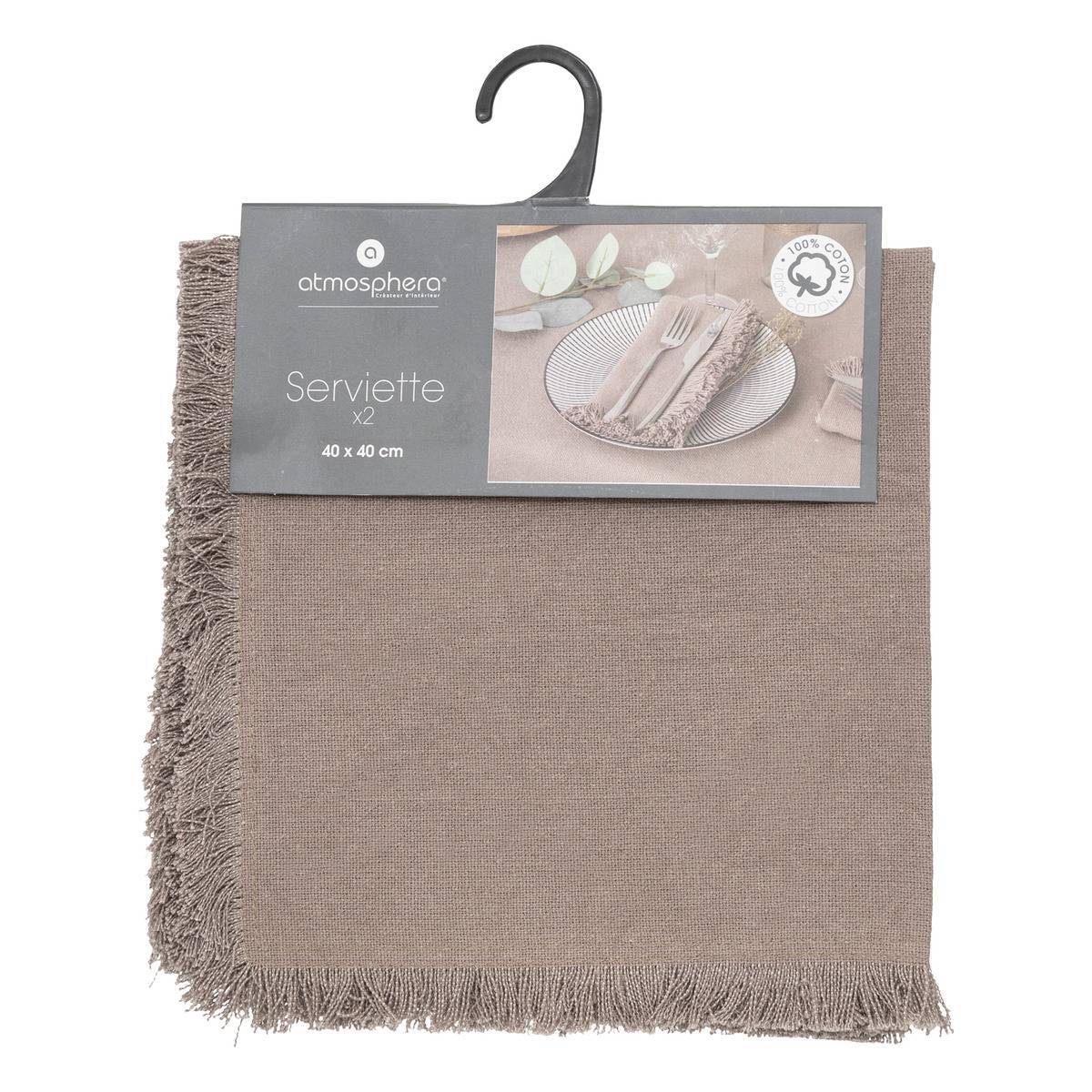 Atmosphera - Lot de 2 serviettes de table "Maha" gris 40x40cm - Atmosphera Créateur d'intérieur - Imagen 3