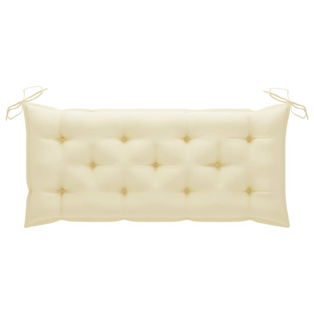 Helloshop26 - Banc de jardin meuble de patio d'extérieur terrasse avec coussin blanc crème 120 x 51,5 x 84 cm bois de teck massif - Imagen 7