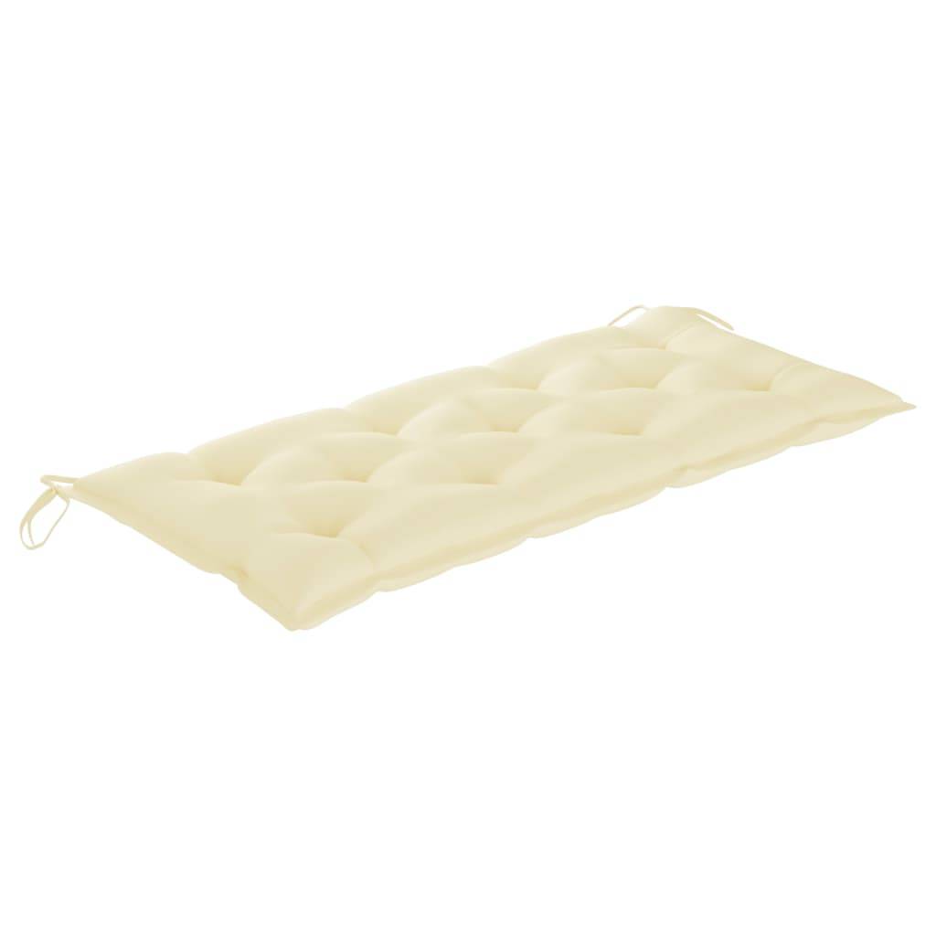 Helloshop26 - Banc de jardin meuble de patio d'extérieur terrasse avec coussin blanc crème 120 x 51,5 x 84 cm bois de teck massif - Imagen 6