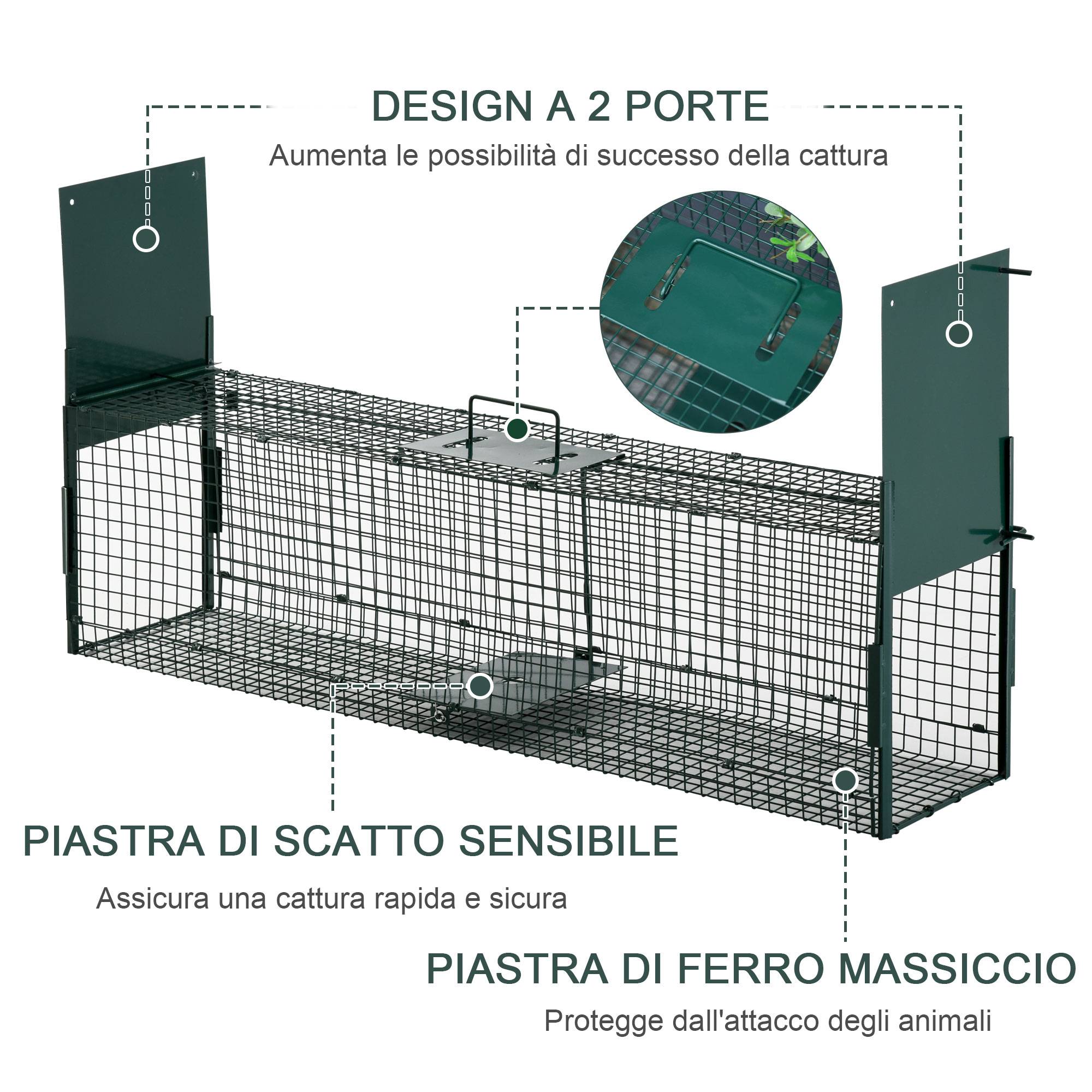 Cage piège pour petits animaux, cage pour souris et rats avec double porte, 100x25x28 cm - Image 6